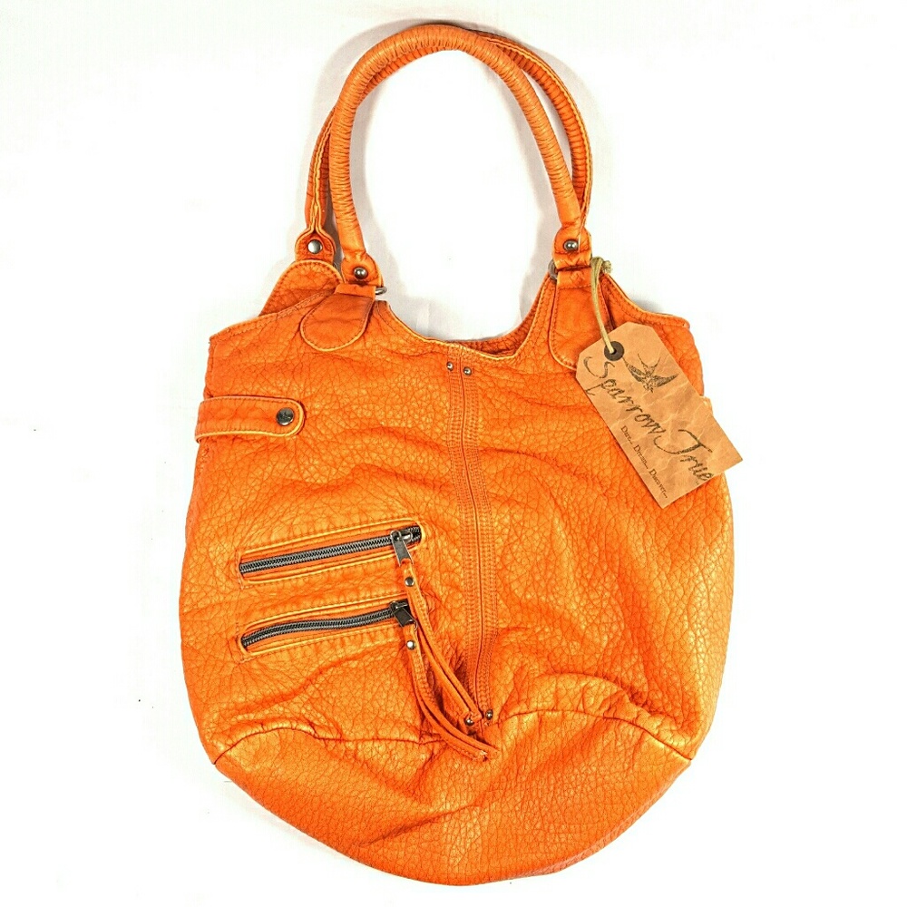 Orange Vegan Leather Shoulder Bag